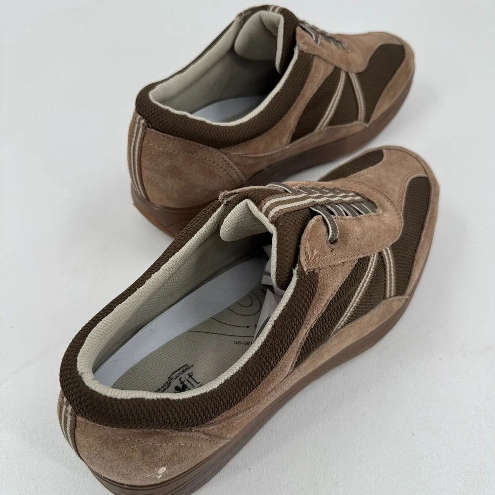 Get Fit by Grasshoppers Shoes WOMENS Brown Leather Slip On Sneakers SIZE 11
